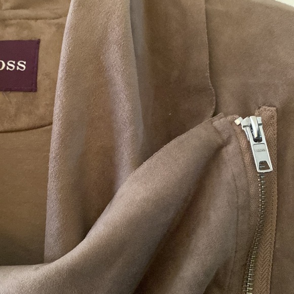 Vigoss USA faux suede and knit jacket in tan with asymmetrical styling sz medium - Picture 4 of 6
